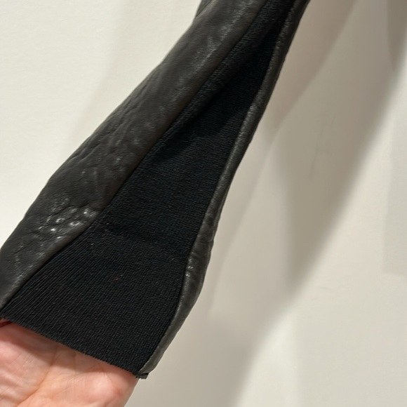 Helmut Lang red rabbit Fur Leather Coat Jacket Sz small women’s black zip up - Picture 7 of 9